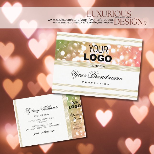 Rosa Glitzer, Weiß und Gold Logo Visitenkarte (Von Creator hochgeladen)