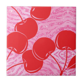 Rosa Glitzer Zebra Cherries Fliese