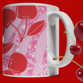 Rosa Glitzer Zebra Cherries Kaffeetasse