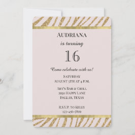 Rosa Glitzer Zebra Tier Geburtstag Einladung