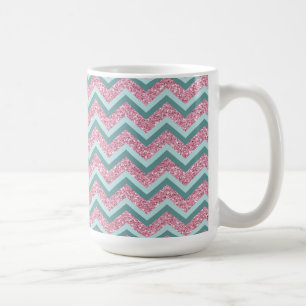 Rosa Glitzer ZigZag Muster Kaffeetasse