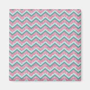 Rosa Glitzer ZigZag Muster Magnet