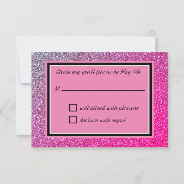 Rosa Glitzern RSVP-Karte RSVP Karte (Vorderseite)