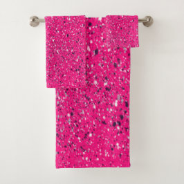 Rosa Glitzern Terrazzo Print Badhandtuch Set