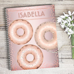Rosa glitzernde Donuts moderner trendiger Name Notizbuch