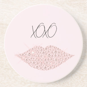 Rosa Glitzernde Lippen XOXO Getränkeuntersetzer