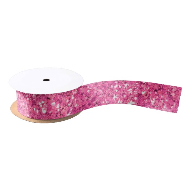 Rosa glitzerndes Glitzer Satinband (Spule)