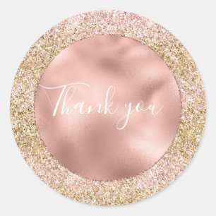 Rosa Glitzy Girly Sparkus Glitzer Ombre Runder Aufkleber