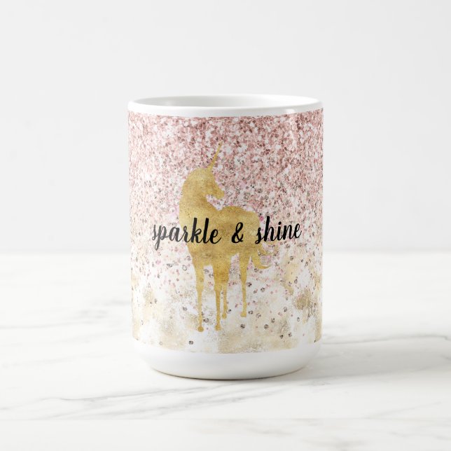 Rosa Glitzy Glitzer Unicorn Kaffeetasse (Mittel)