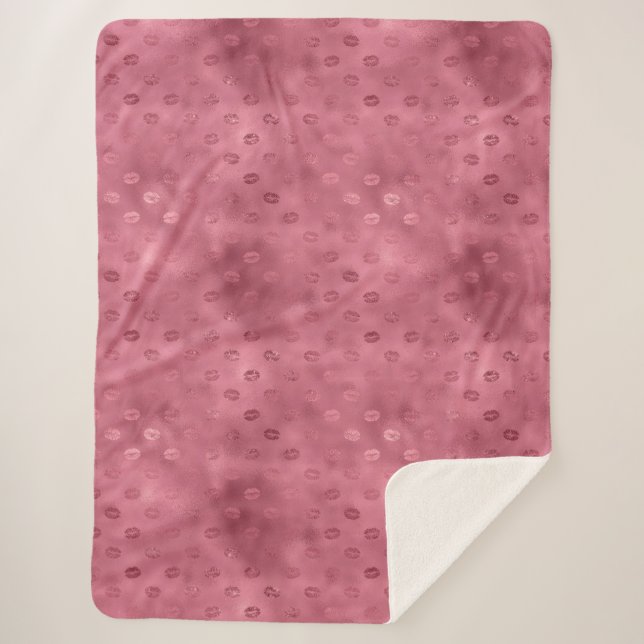 Rosa Glitzy Lippen Sherpadecke (Vorderseite)