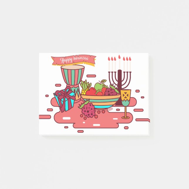 Rosa glücklicher Kwanzaa Post-it Klebezettel (Vorderseite)