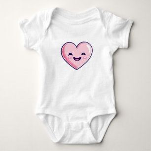 rosa, glückliches Herz Baby Strampler