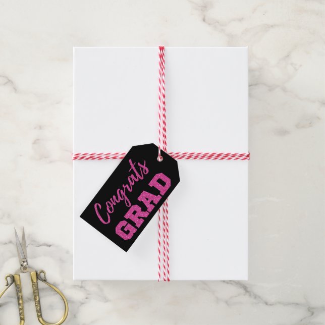 Rosa Glückwunsch Grad Glitzer Geschenkanhänger (Mit Garn)