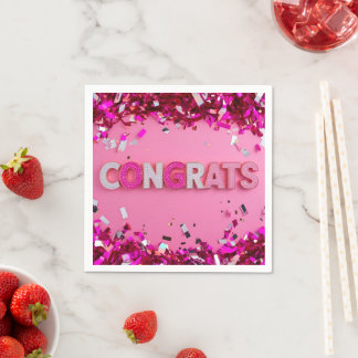 Rosa "Glückwunschs" Cocktail Napkins Serviette