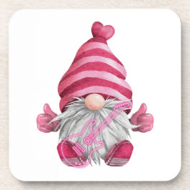 Rosa Gnome mit Gitarre auf einem Getränkeuntersetzer