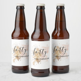 Rosa & Gold 40. Geburtstag Bierflaschenetikett