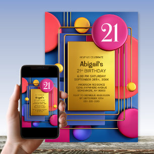 Rosa Gold Abstrakte 21. Geburtstagsfeier Einladung