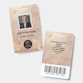 Rosa Gold Achat-Marmor-Foto-ID-Ausweis Barcode QR  Ausweis