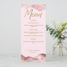 Rosa & Gold Agate Wedding Menü Card Einladung