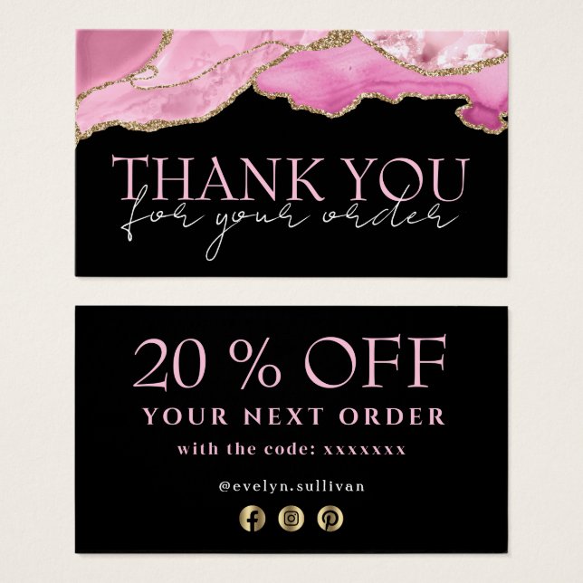 Rosa Gold Age danke Ihnen Discount Card (Vorne & Hinten)