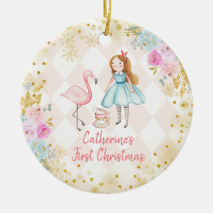  Rosa Gold Alice Keramik Ornament