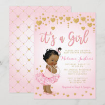 Rosa Gold American Baby Shower Einladung