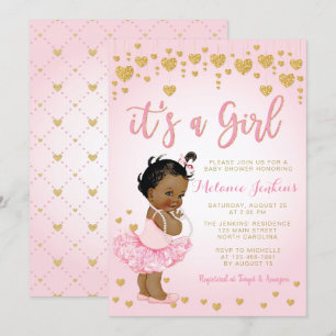 Rosa Gold American Baby Shower Einladung