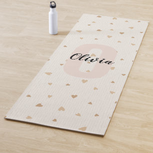 Rosa Gold ästhetische Monagram Name mit Herz Yogamatte
