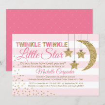 Rosa Gold Baby Dusche Einladung kleine Sterne