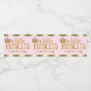 Rosa Gold Baby Shower Prinzessin Wasserflaschen Et