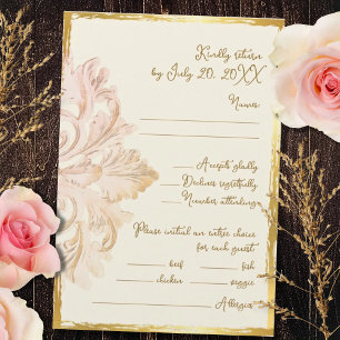 Rosa Gold Barock Vintage Eleganz RSVP Karte