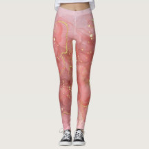 Rosa Gold Blush Glitter Drip Leggings