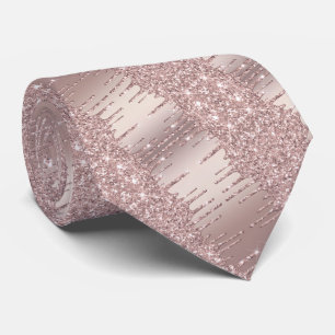 Rosa Gold Blush Glitter Party Schlips Krawatte