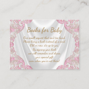 Rosa Gold Bring-a-Book-Baby-Shower-Karten Begleitkarte