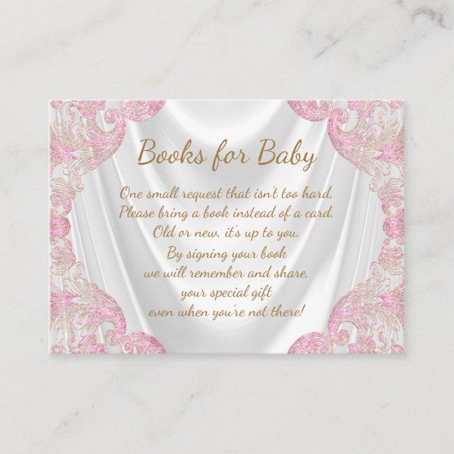 Rosa Gold Bringen Sie ein Buch Baby Duschkarten Begleitkarte (Vorderseite)