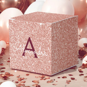 Rosa Gold Burgund Glitzer und Sparkle Monogramm Geschenkschachtel