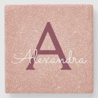 Rosa Gold Burgund Glitzer und Sparkle Monogramm