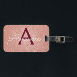 Rosa-Gold-Burgund-Sparkle-Glitzer Monogram Gepäckanhänger<br><div class="desc">Blush Pink - Rose Gold und Burgundy Sparkle Glitzer Monogram Name and Initial Luggage Tag. Diese Taschenmarke ist ideal für Zurück in die Schule, Arbeit oder Reisen. Das weich rosa Gepäckstück ist auch ein hervorragendes Gastgeschenk für Hochzeiten, Geburtstage, Brautpartys, Flitterwochen oder einen Junggeselinnen-Abschied. Bitte kontaktieren Sie den Designer, um passende...</div>