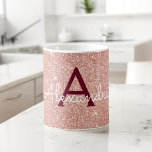 Rosa-Gold-Burgund-Sparkle-Glitzer Monogram Kaffeetasse<br><div class="desc">Blush Pink - Rose Gold und Burgund Sparkle Glitzer Monogram Name und Initial Coffee Tasse. Die Tasse ist das perfekte Geschenk für jemanden,  der Rose Gold Liebe.</div>
