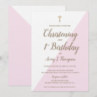 Rosa Gold Cross Christening 1. Geburtstag kombinie