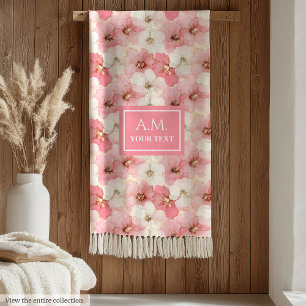Rosa Gold Custom Name Florale Kuscheldecke Fleecedecke