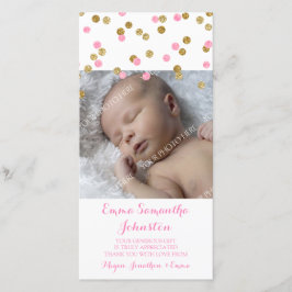 Rosa Gold danken Ihnen Baby-Duschen-Foto-Karten Dankeskarte