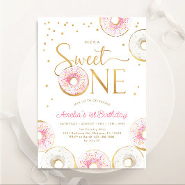 Rosa Gold Donuts Sweet One 1. Geburtstag Einladung