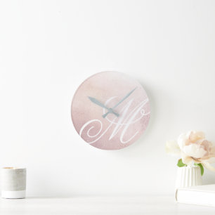 Rosa Gold Elegance ⎢ Monogram Acrylmauer-Uhr Runde Wanduhr