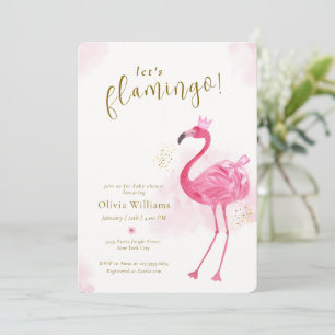 Rosa Gold Elegante Aloha Lasst uns Flamingo Baby S Einladung