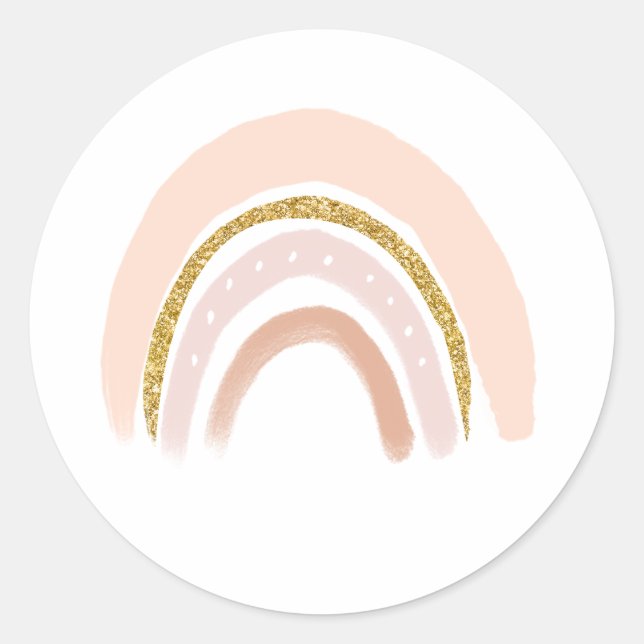 Rosa & Gold Elegante Boho Rainbow Runder Aufkleber (Vorderseite)