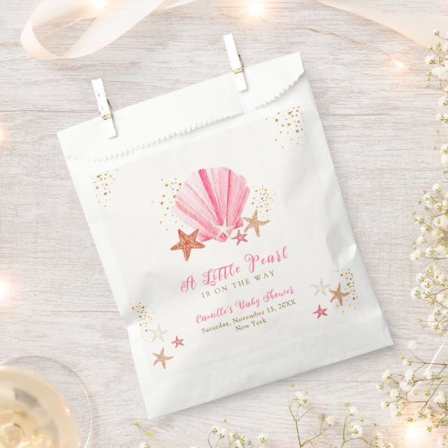 Rosa Gold Elegante Starfish Seashell Baby Dusche Geschenktütchen (Ausgeschnitten)