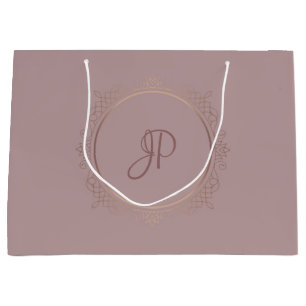 Rosa Gold Elegantes Monogramm Template Trendig Große Geschenktüte