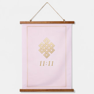 Rosa & Gold Ewiger Knoten Wandteppich zum Hängen Mit Holzrahmen