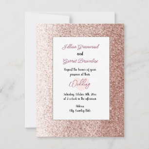 Rosa Gold falsche Glitter-Hochzeitseinladung Einladung